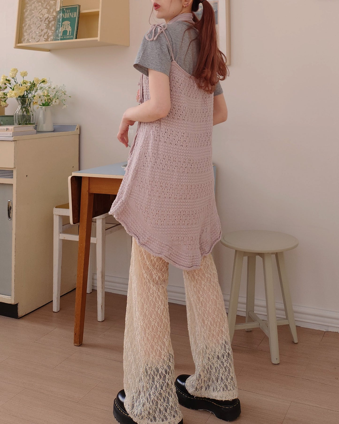 rose scarf knit mini dress