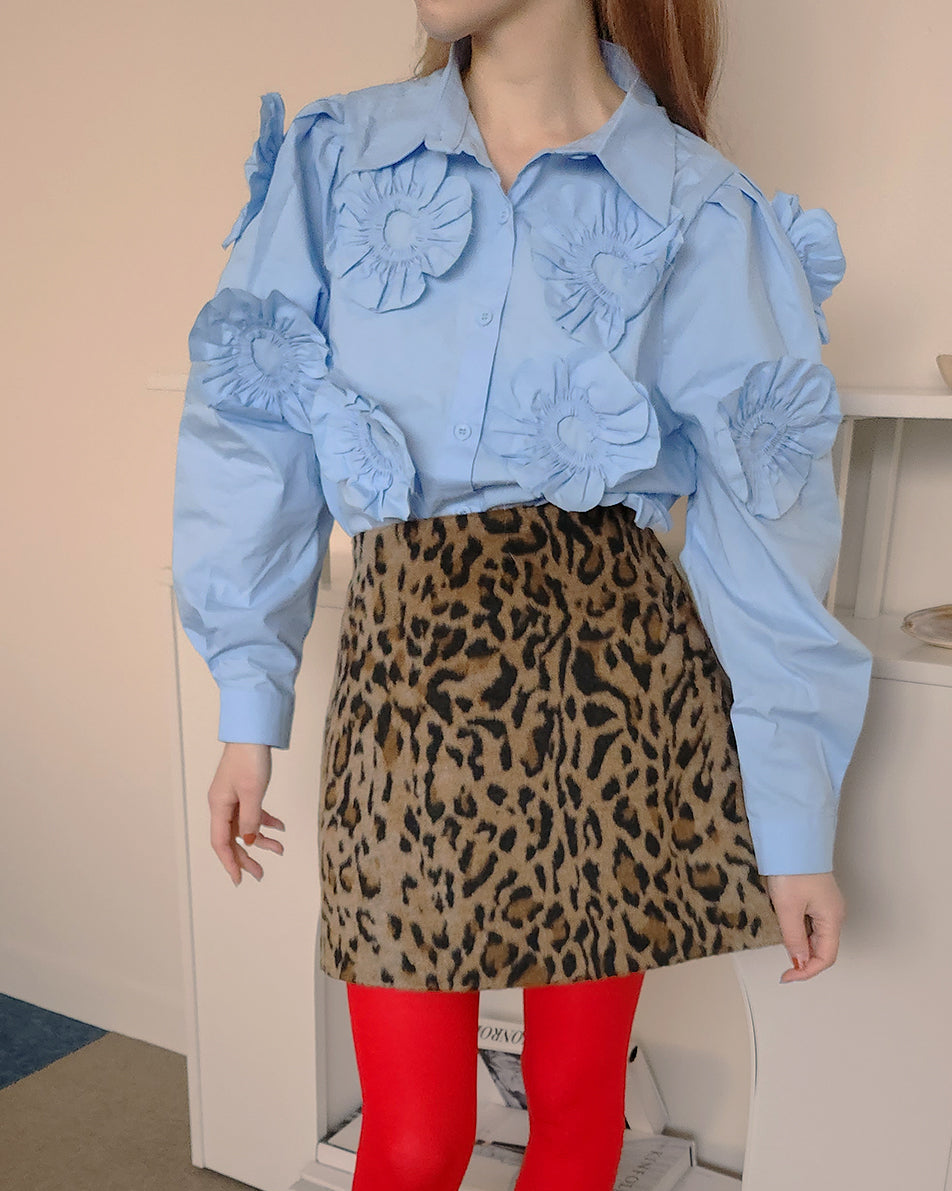 leopard wool mini skirt