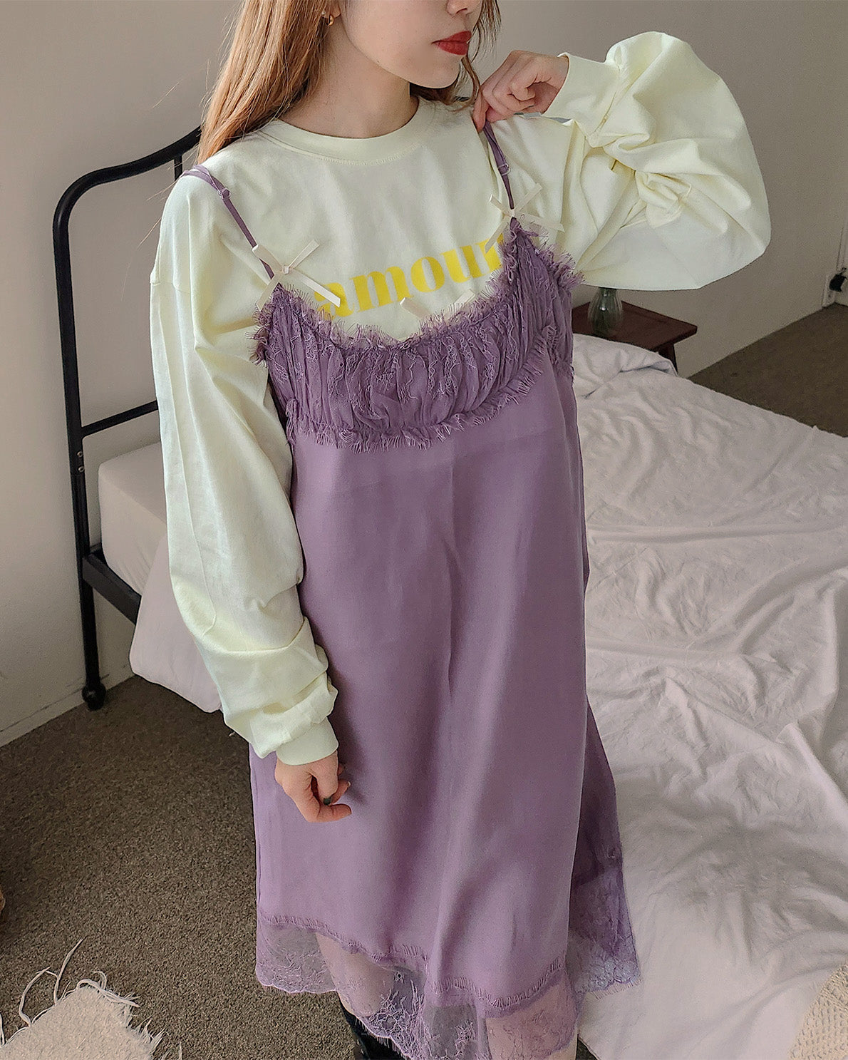 ribbon point logo long sleeve T