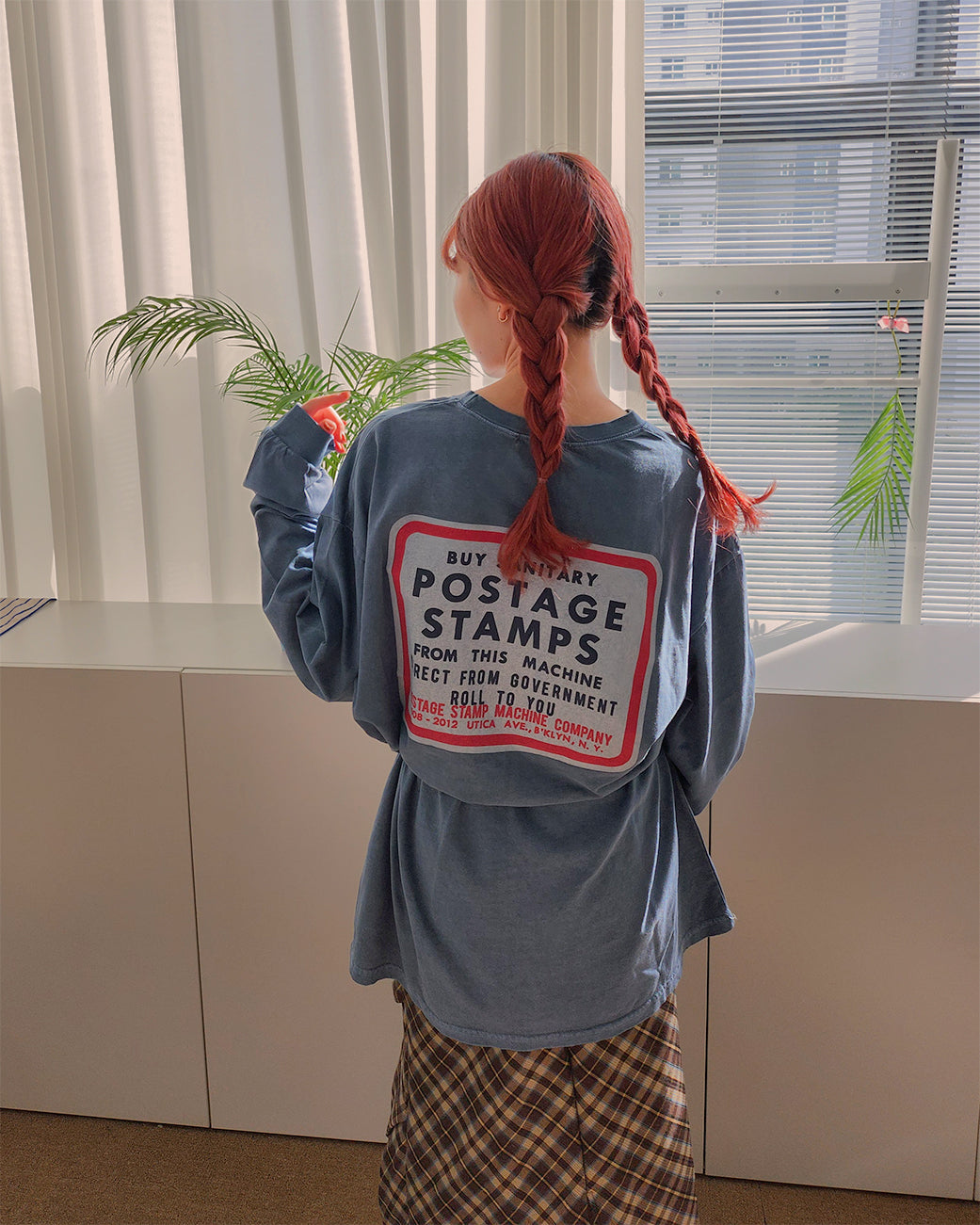 pigment box logo oversize long sleeve T