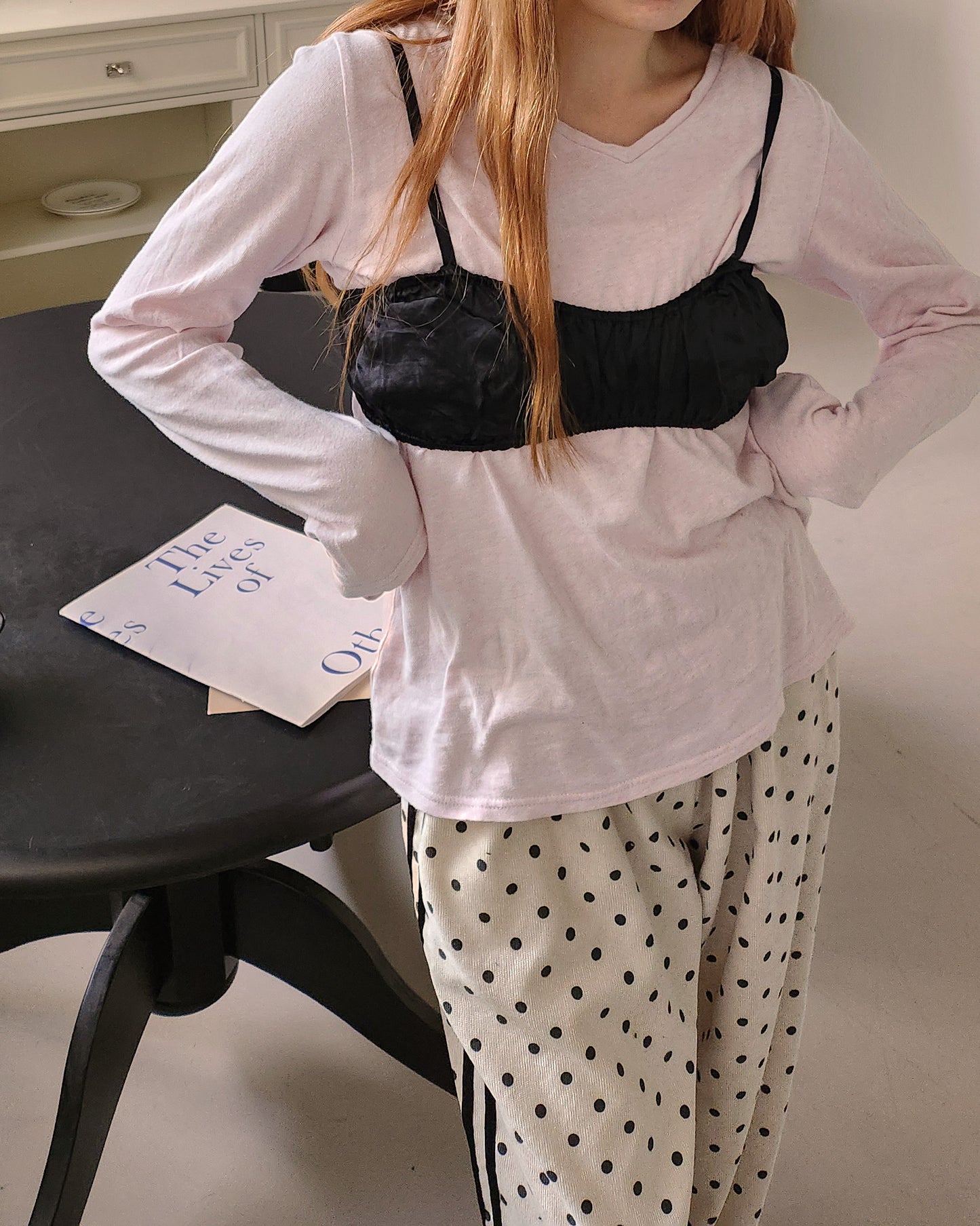 dot side line light corduroy pants