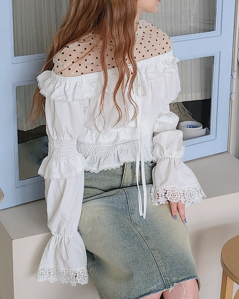 dot sheer long sleeves T