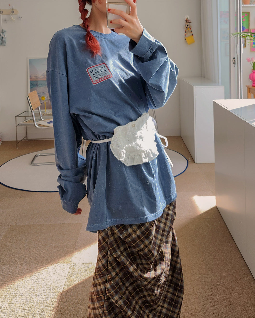 pigment box logo oversize long sleeve T