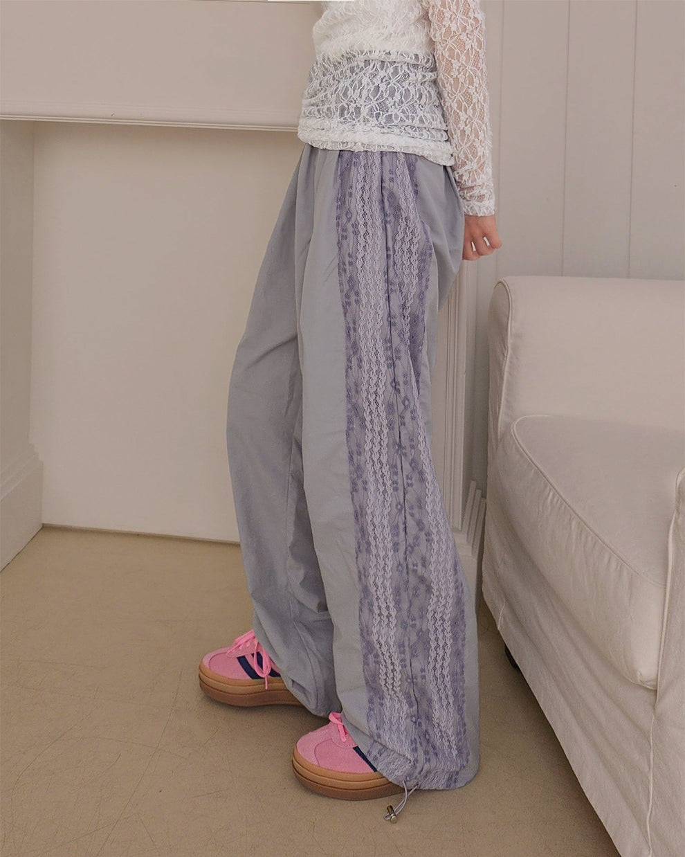 lace line nylon pants