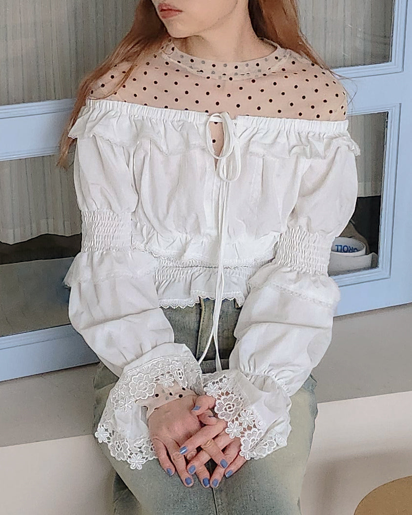 dot sheer long sleeves T