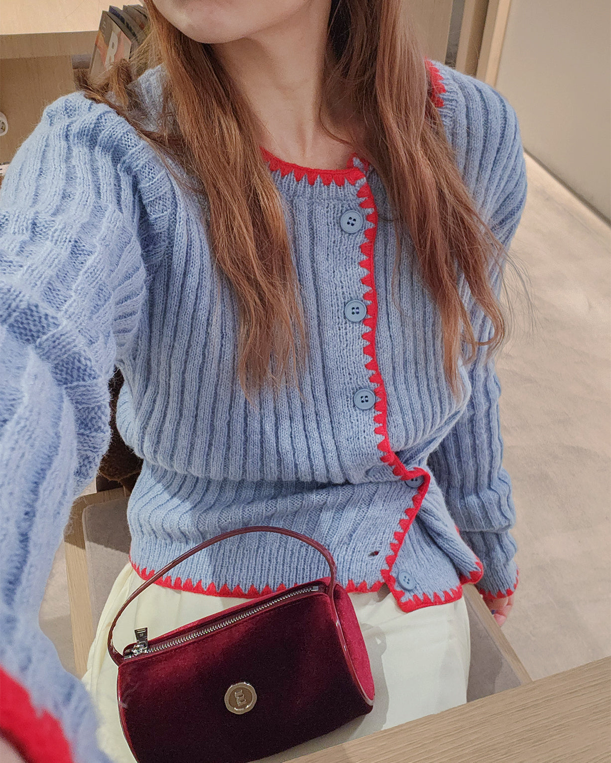 bicolor 2way  knit cardigan