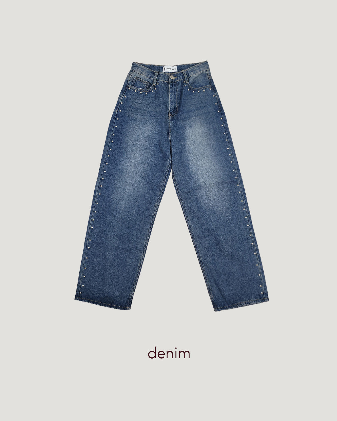 side studs wide denim