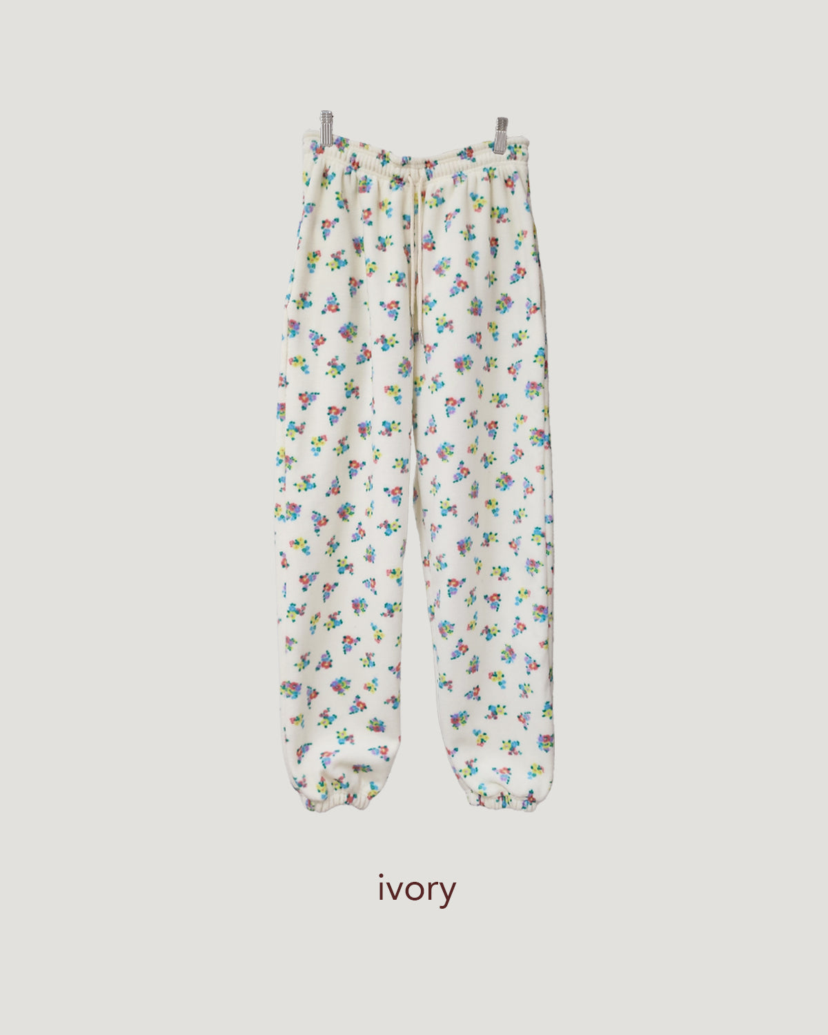 flower pattern fleece jogger pants