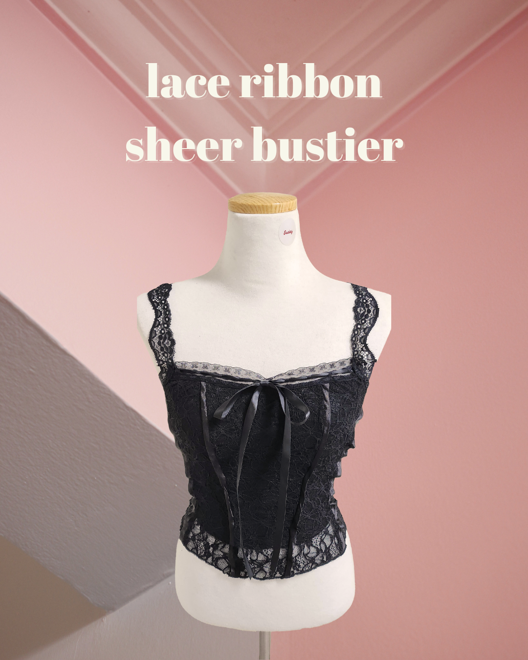 lace ribbon sheer bustier