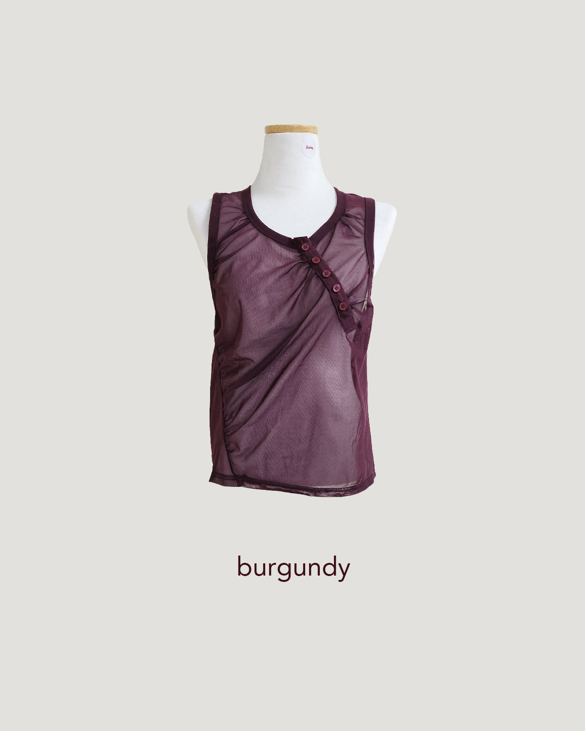 henry neck sheer sleeve less top