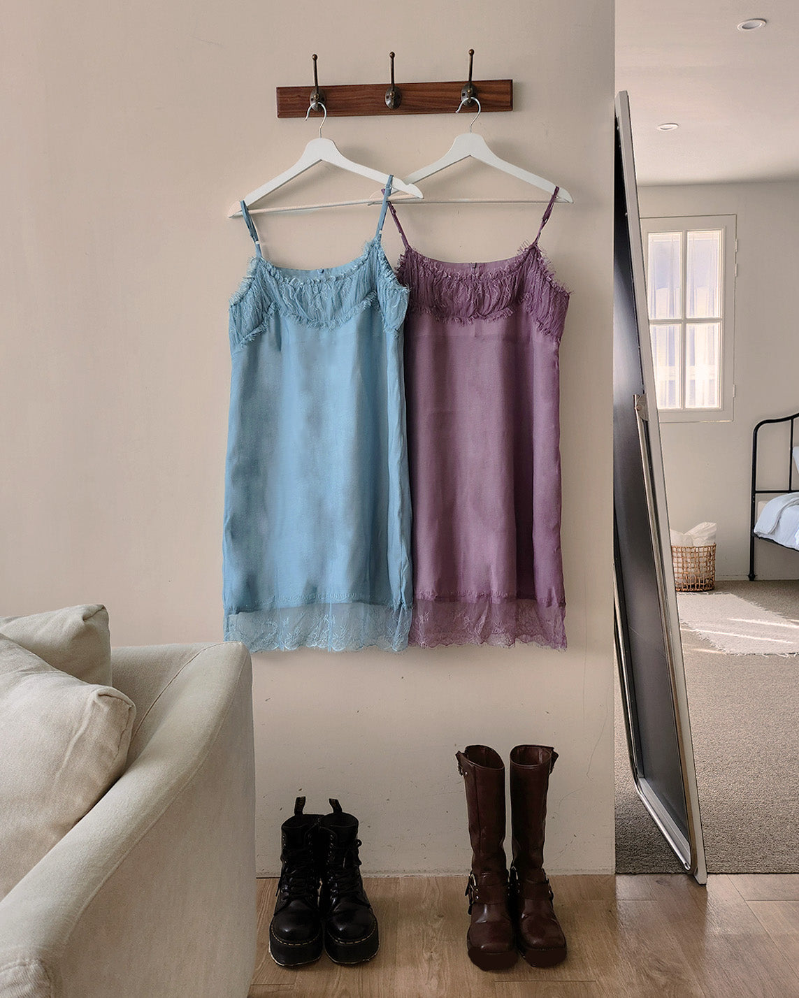 lace point camisole midi dress