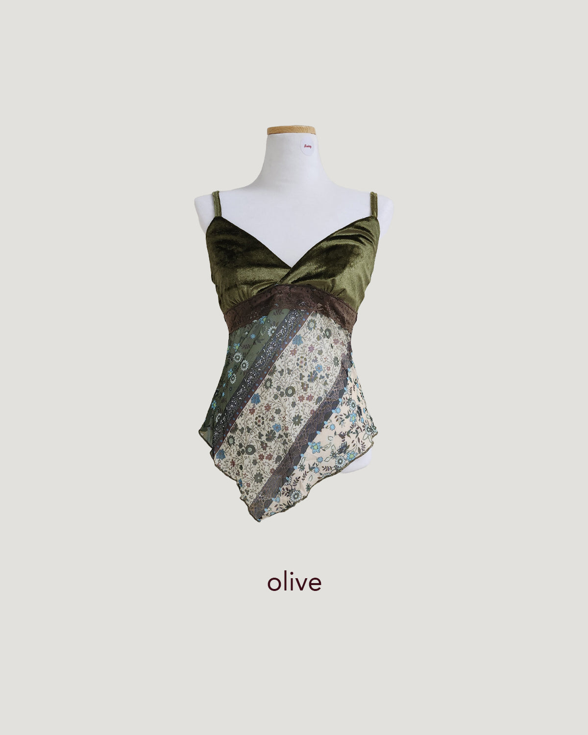 flower velvet switching sheer camisole