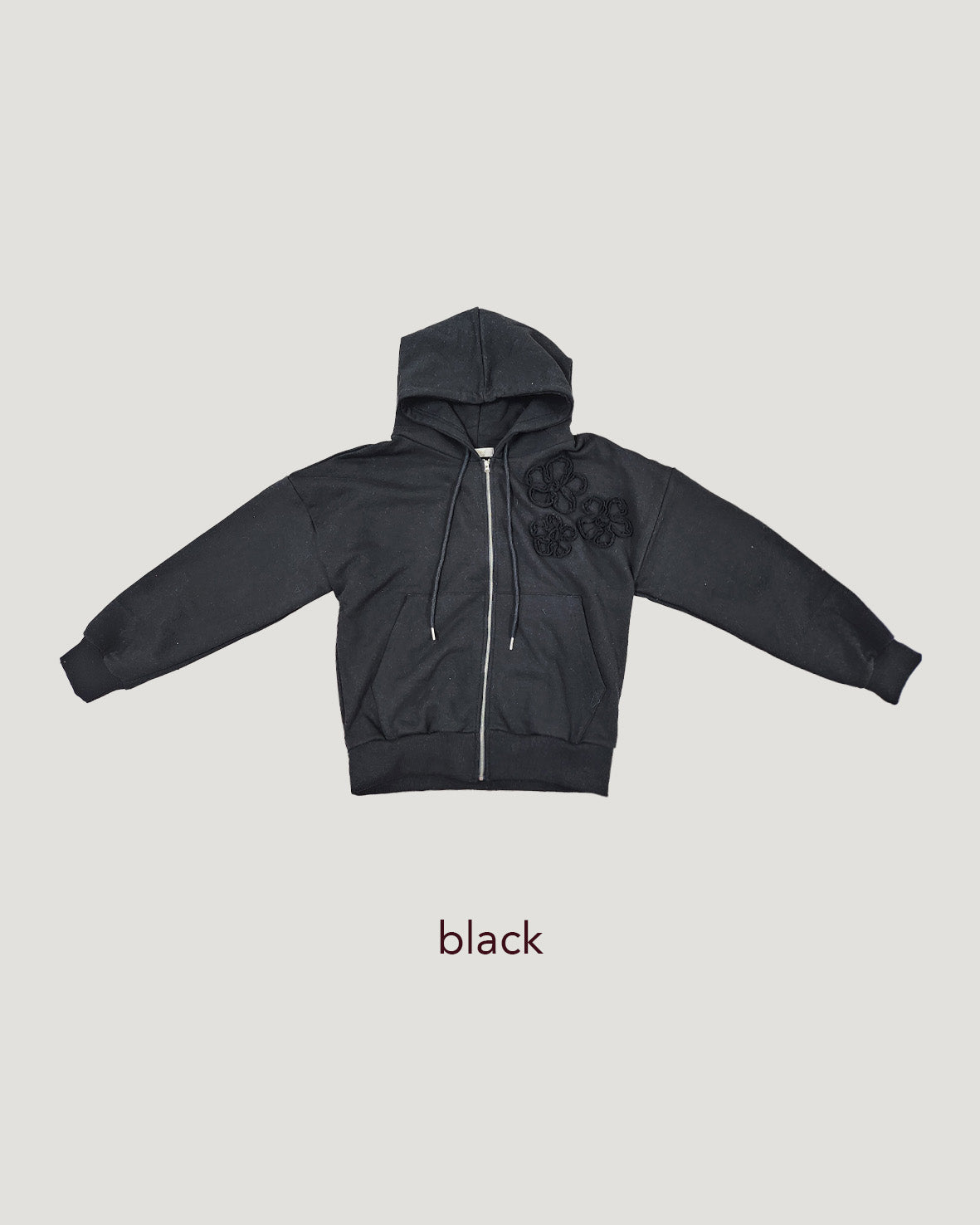 flower motif sweat zip hoodie