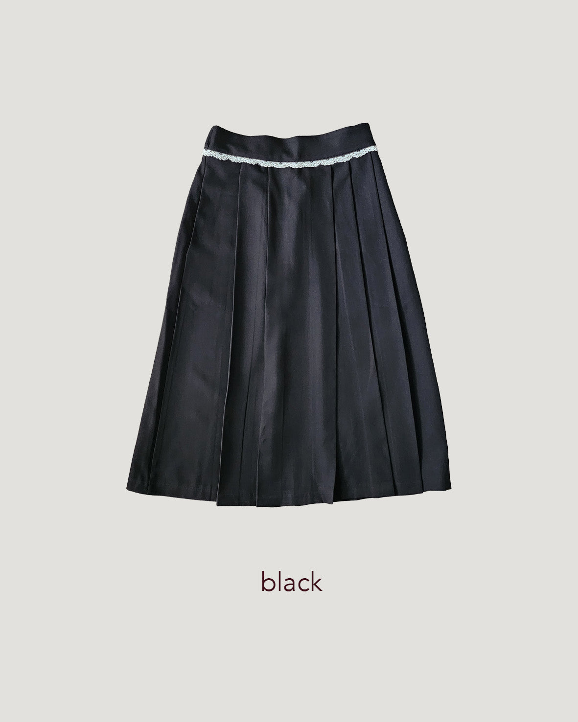 lace point pleated midi skirt