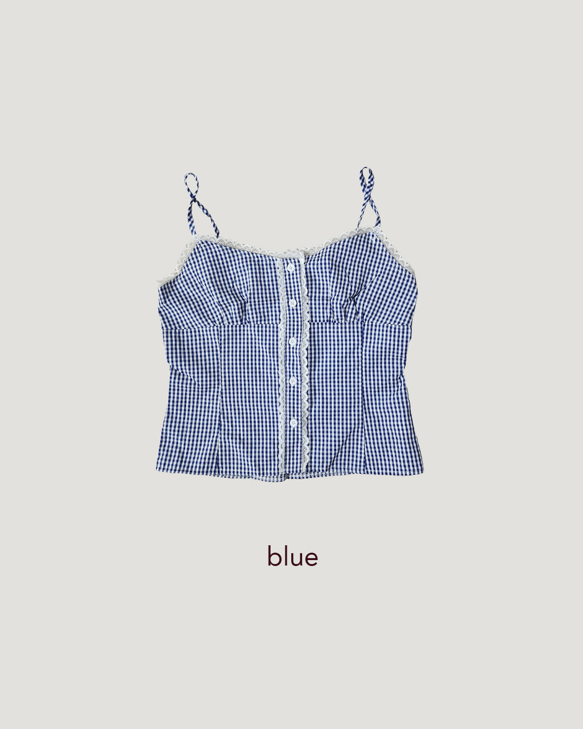 gingham check lace point camisole blouse