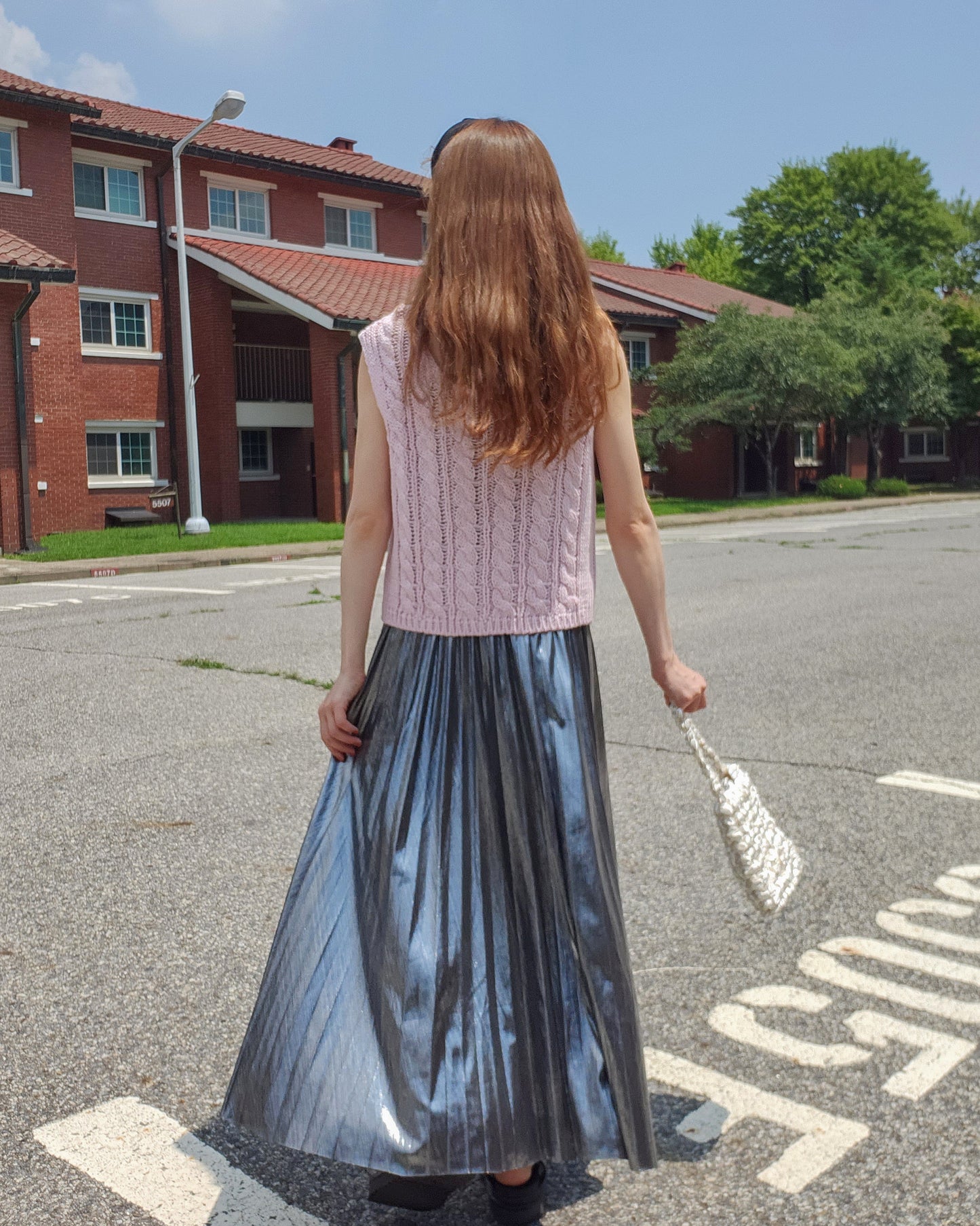 metallic pleated skirt