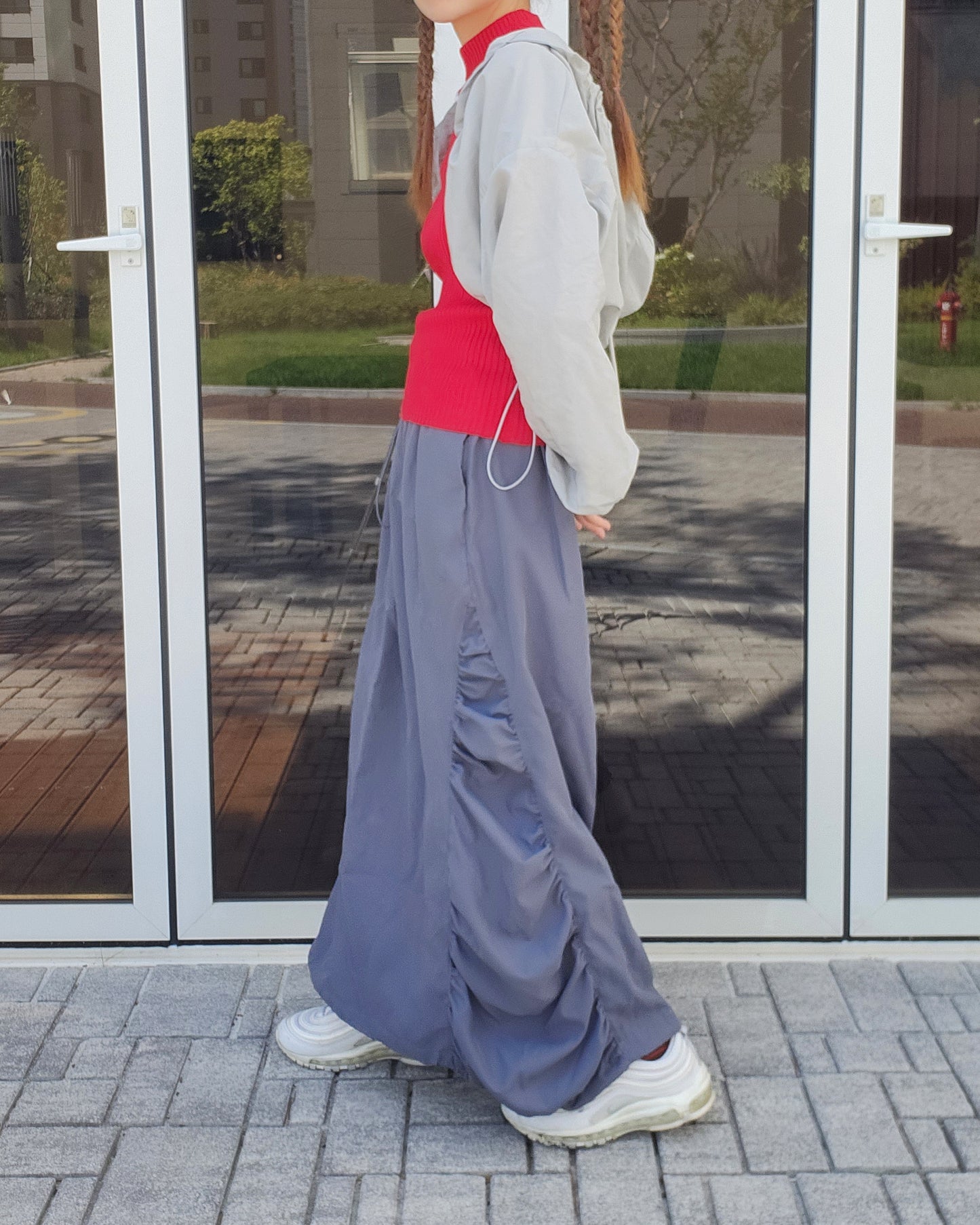 side shirring long skirt