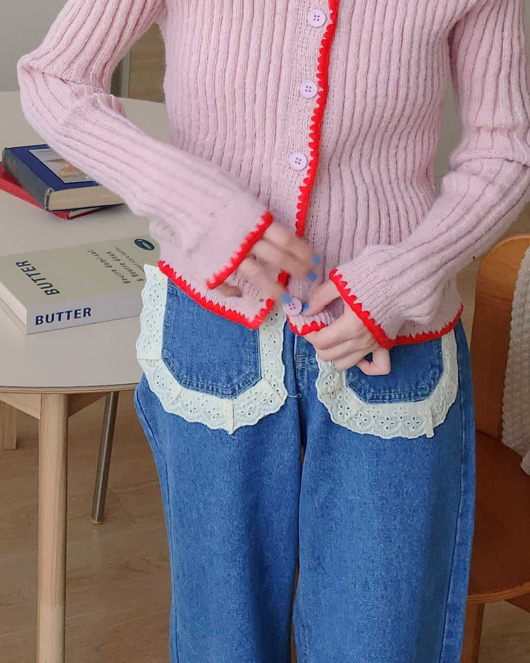 bicolor 2way  knit cardigan