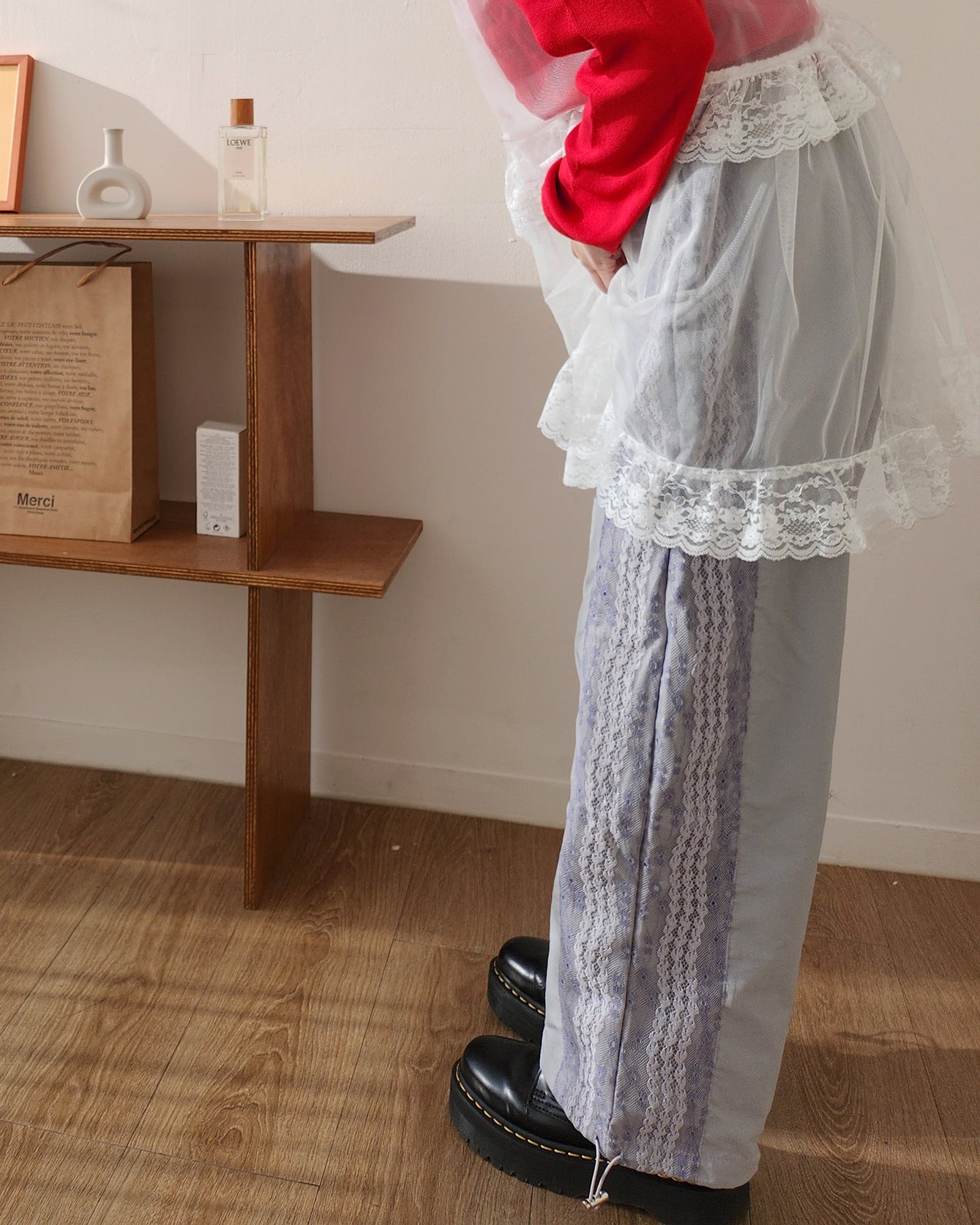 lace line nylon pants