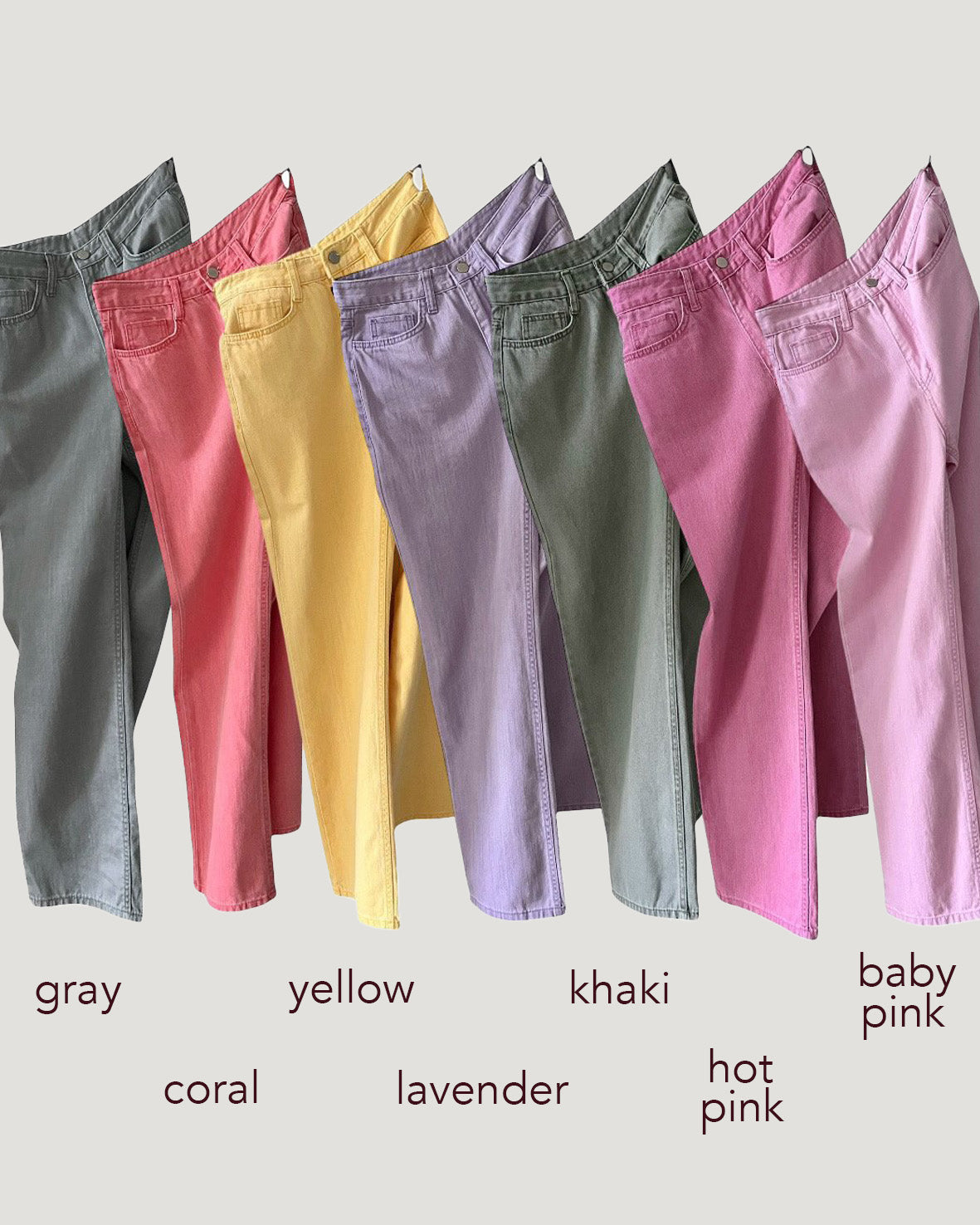 pigment color straight wide cotton pants
