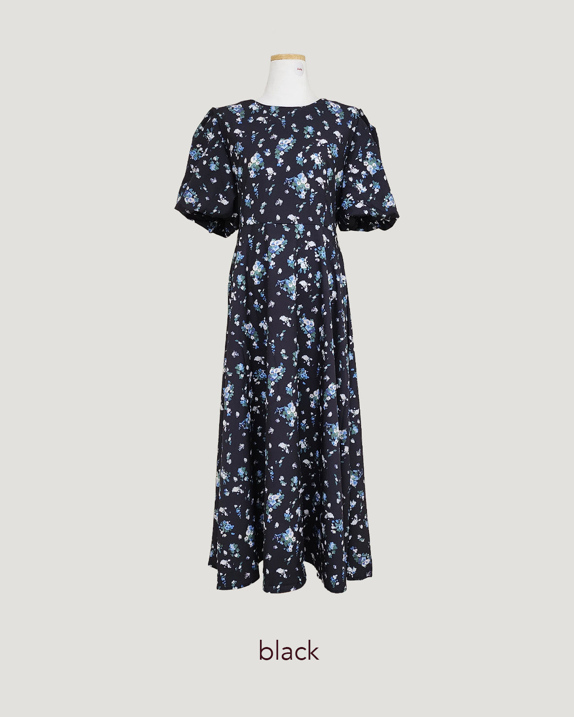 flower puff sleeve long dress