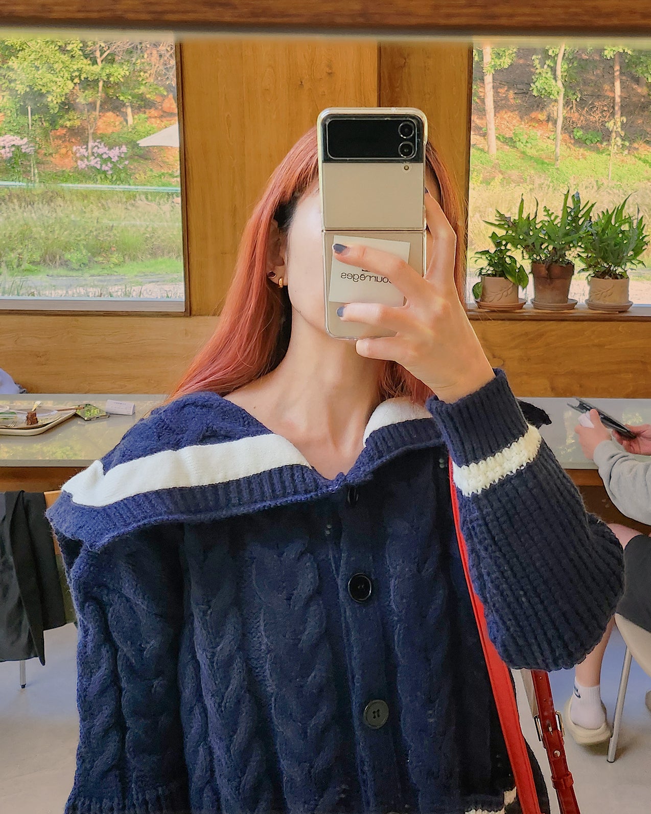 sailor collar oversize knit cardigan