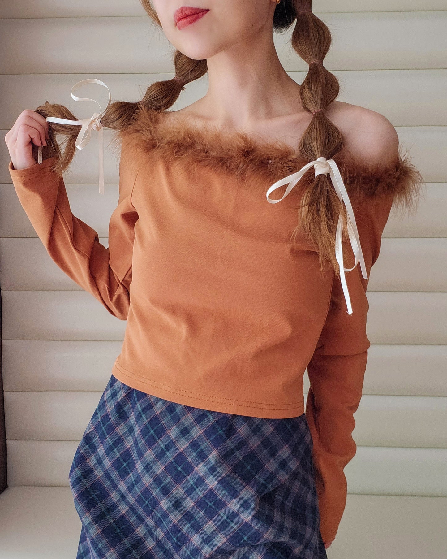fur off shoulder top