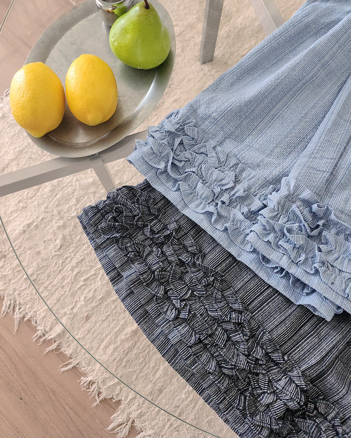 stripe hem frill pants