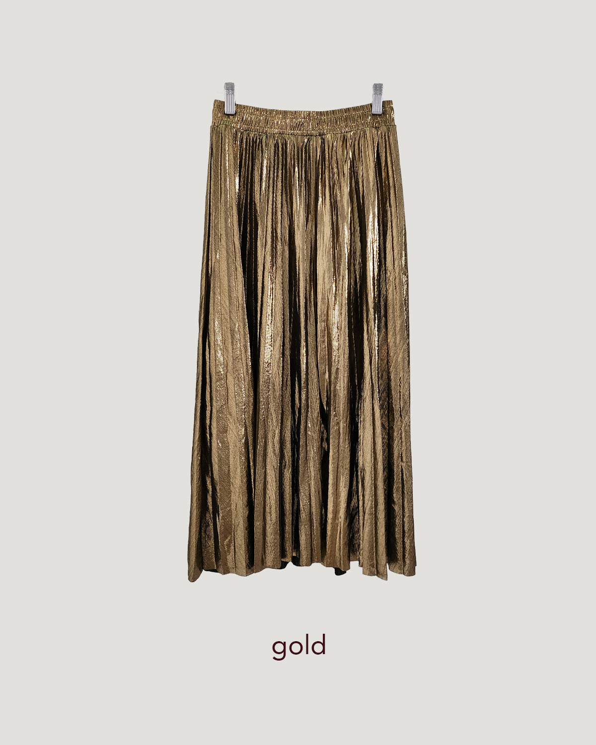 metallic pleated skirt