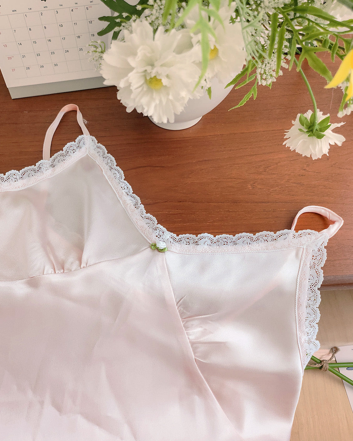 satin rose lingerie camisole dress
