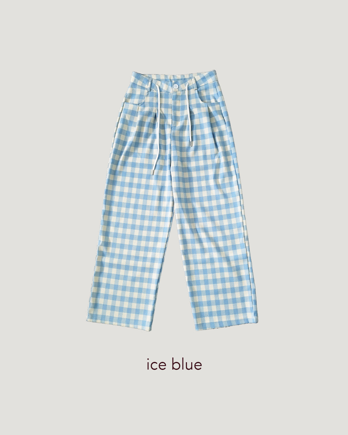 gingham check waist tuck wide pants