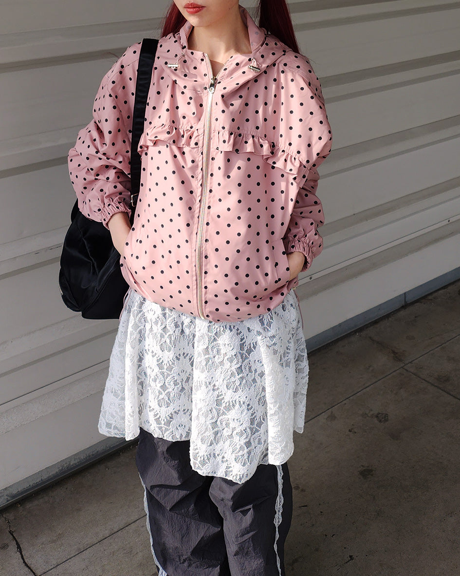 dot frill nylon blouson