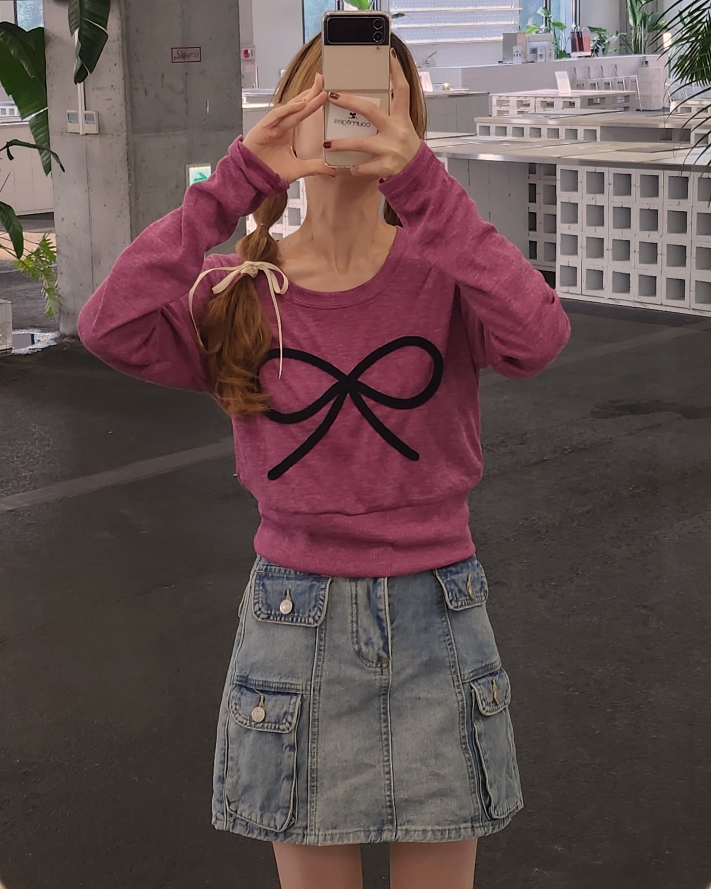 ribbon embroidery light knit T