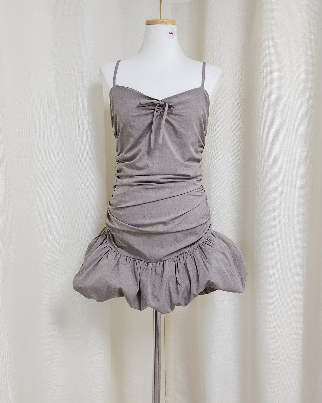 shirring balloon mini dress