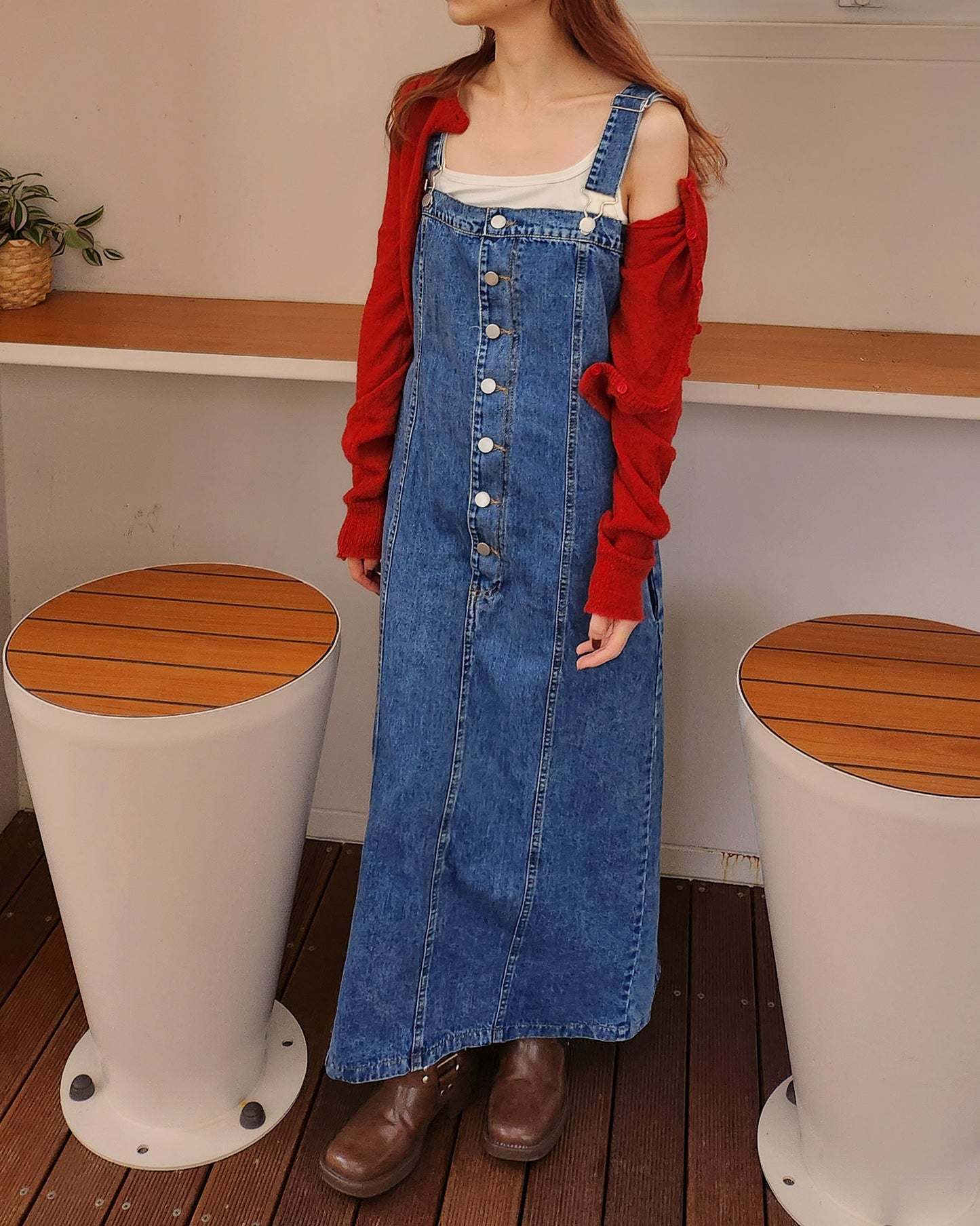 denim salopette long dress