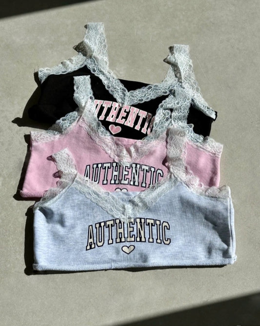 lace point logo sweat  bustier