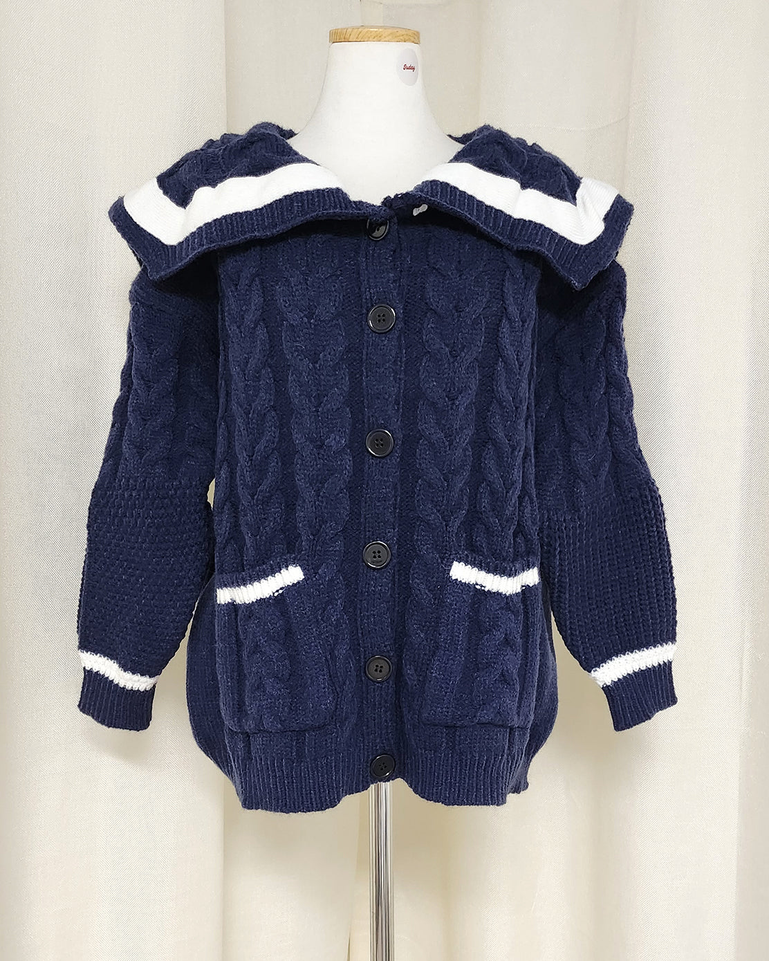 sailor collar oversize knit cardigan