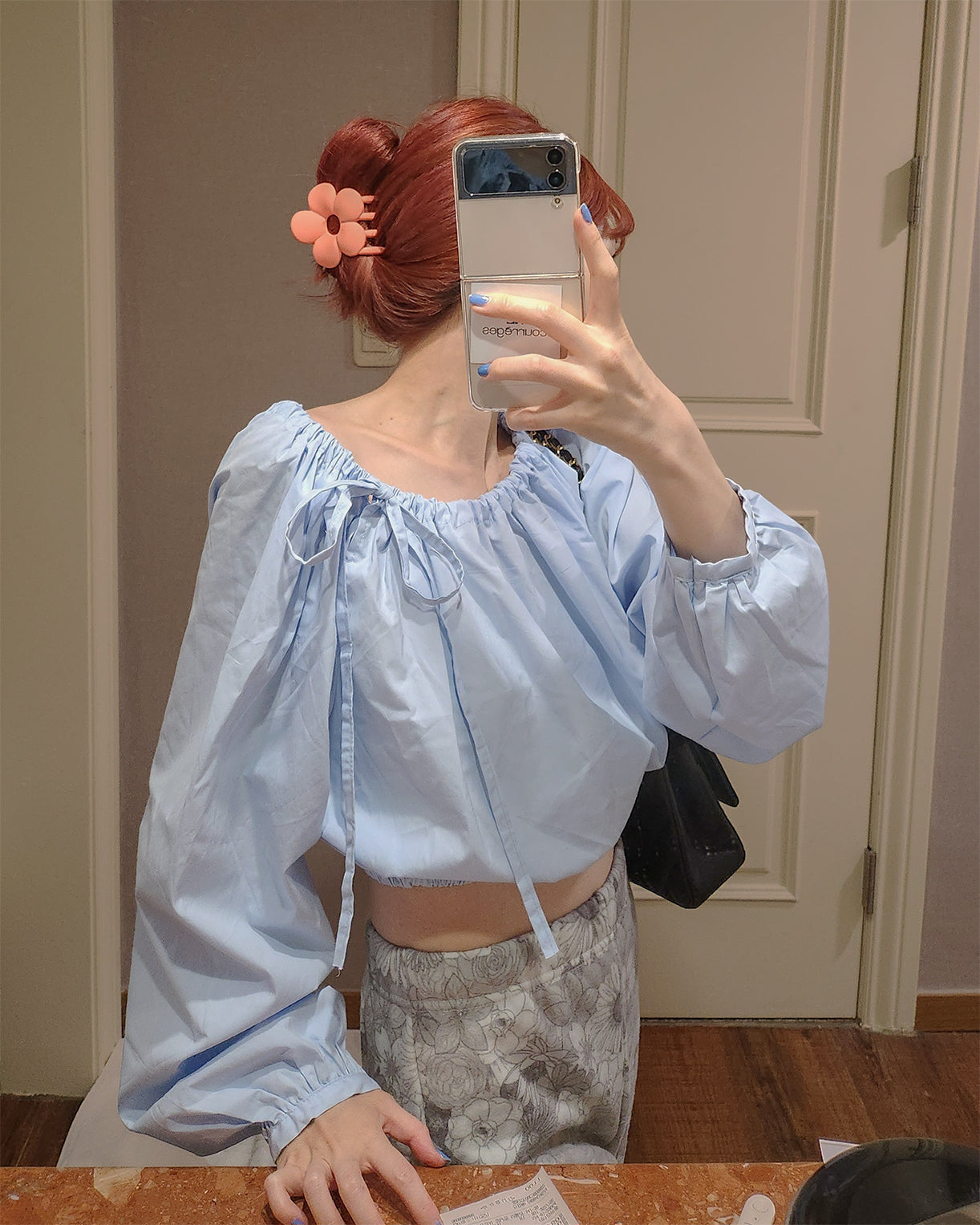 ribbon cropped blouse