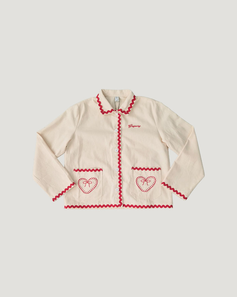 red ribbon embroidery cotton jacket