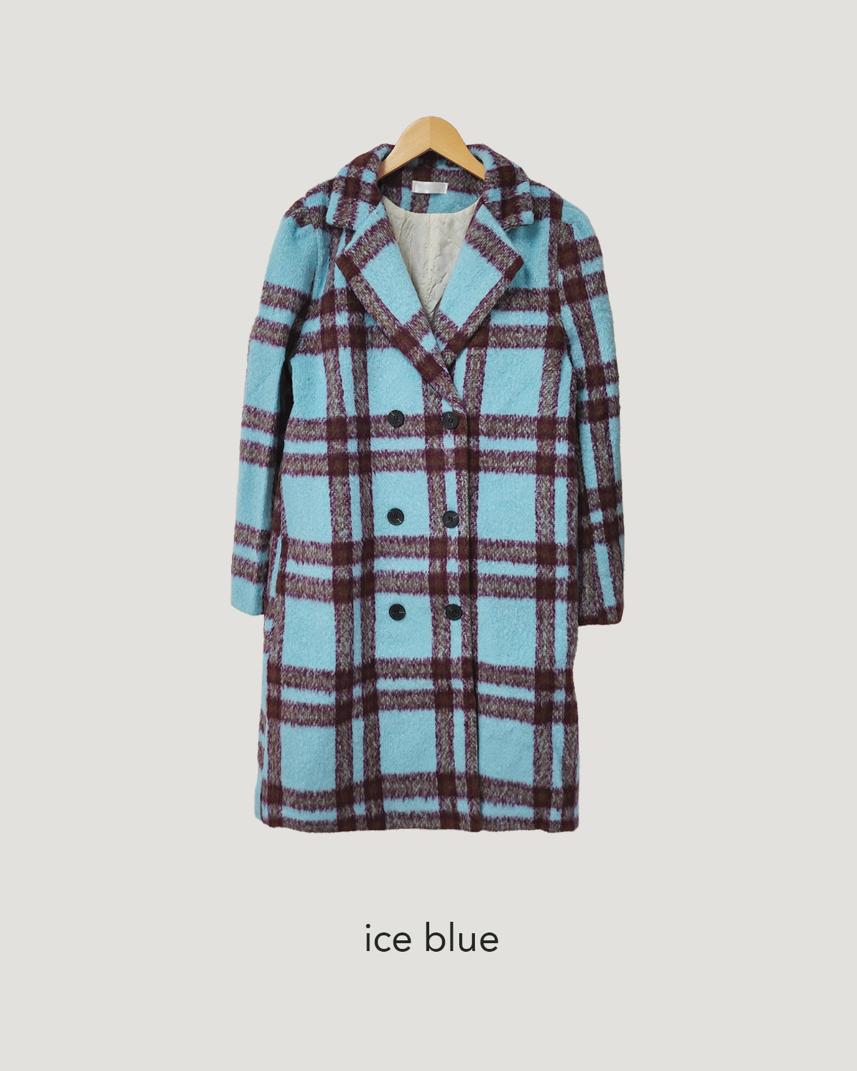 check wool blended coat