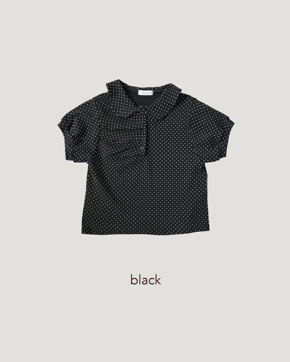 dot puff sleeve collar T