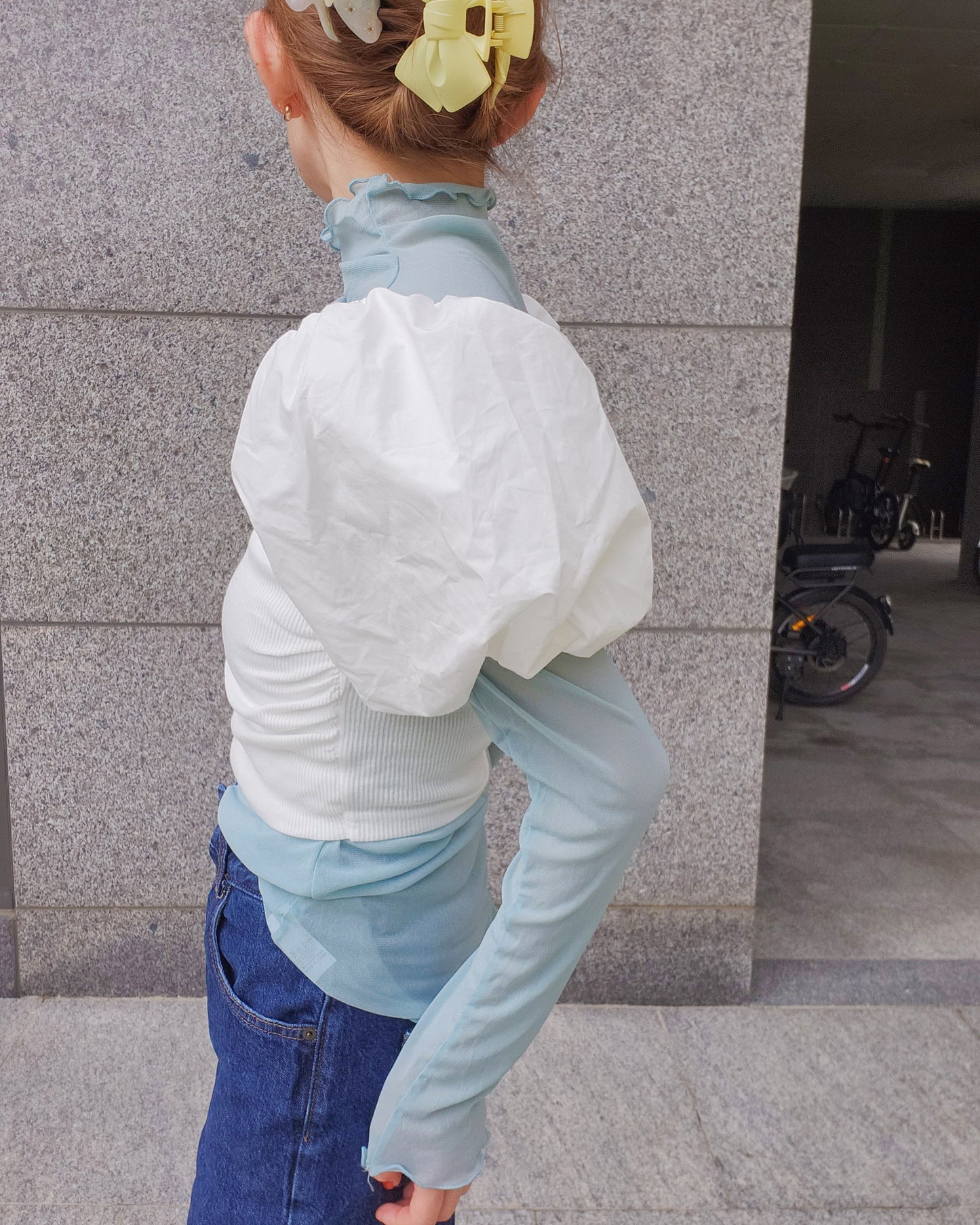 volume puff sleeve short top