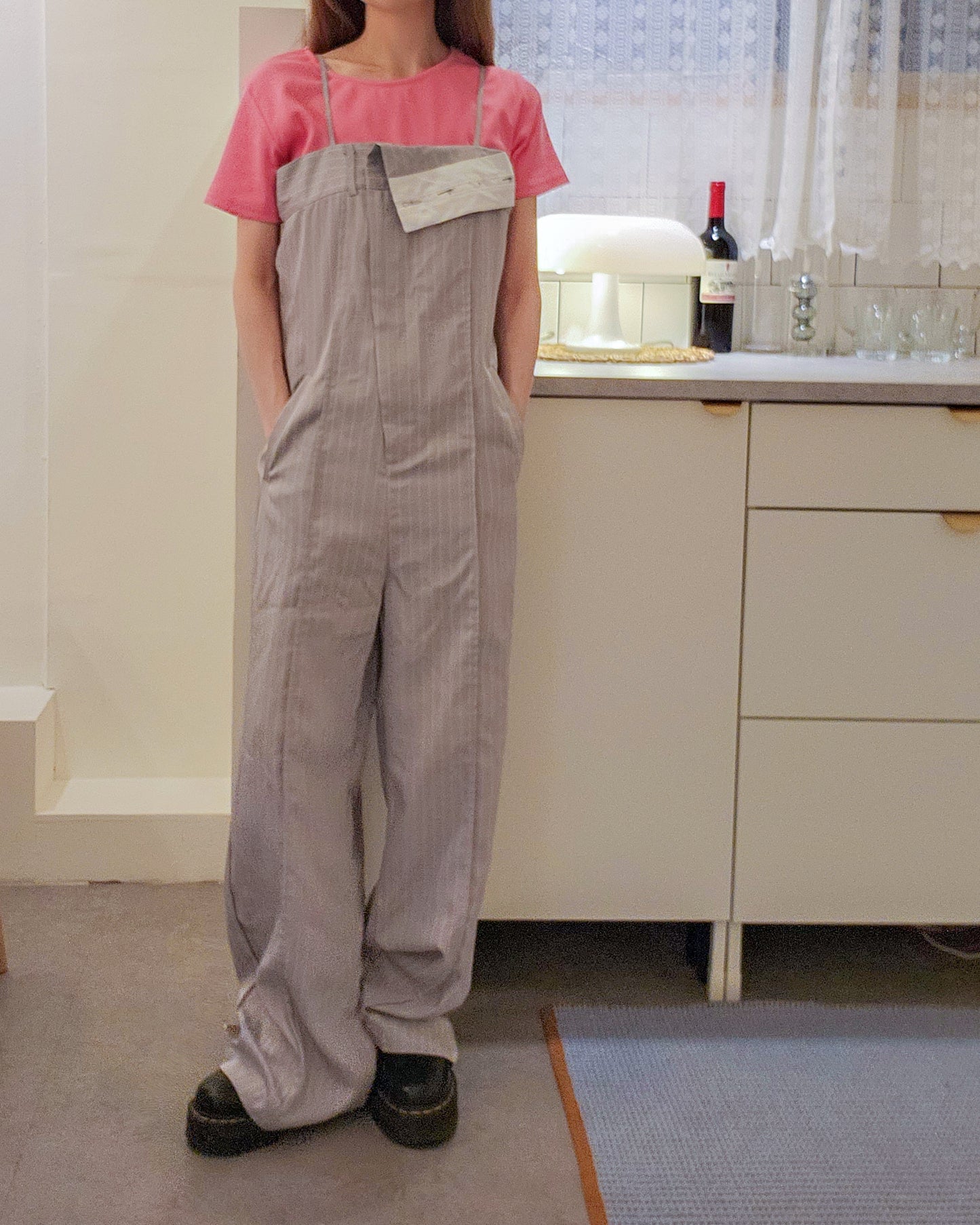 pinstripe design jumpsuit