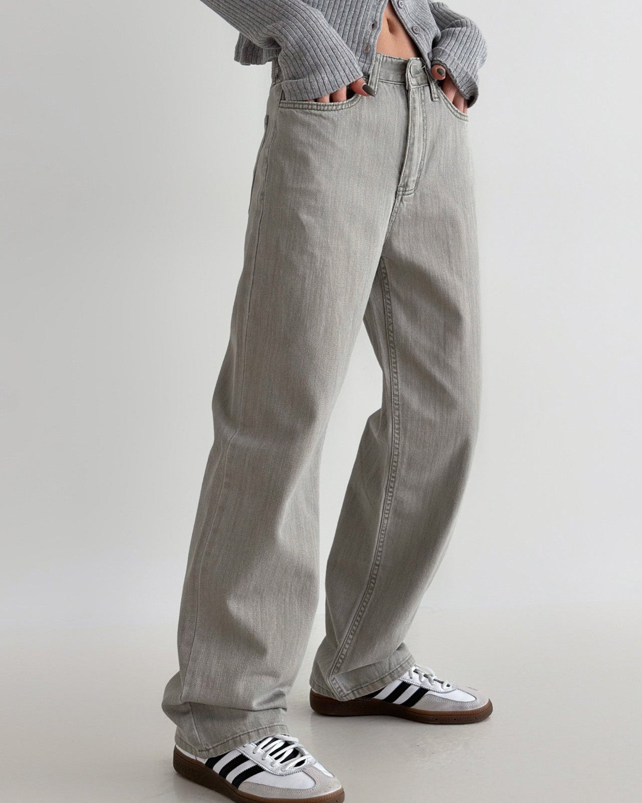 pigment color straight wide cotton pants