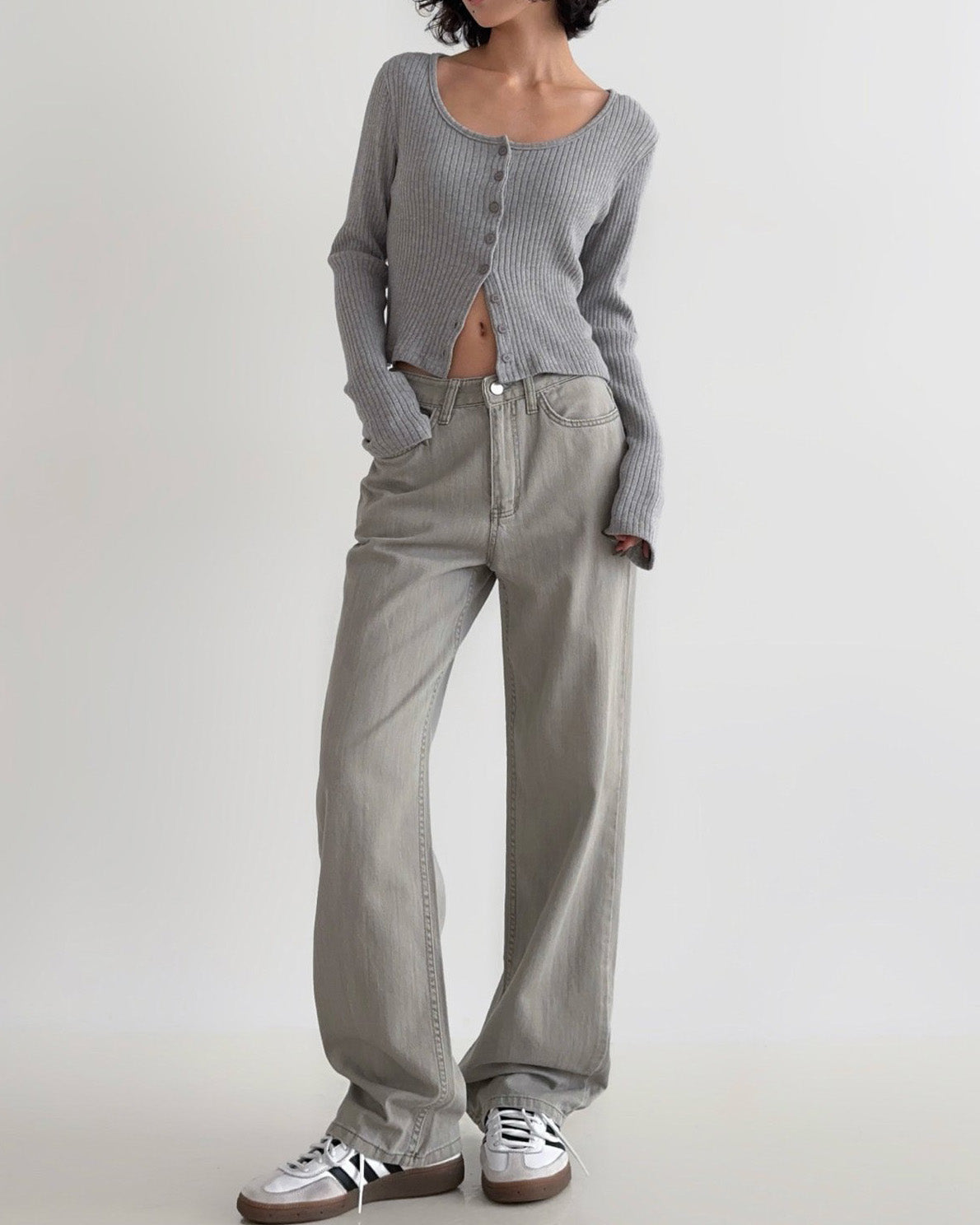 pigment color straight wide cotton pants