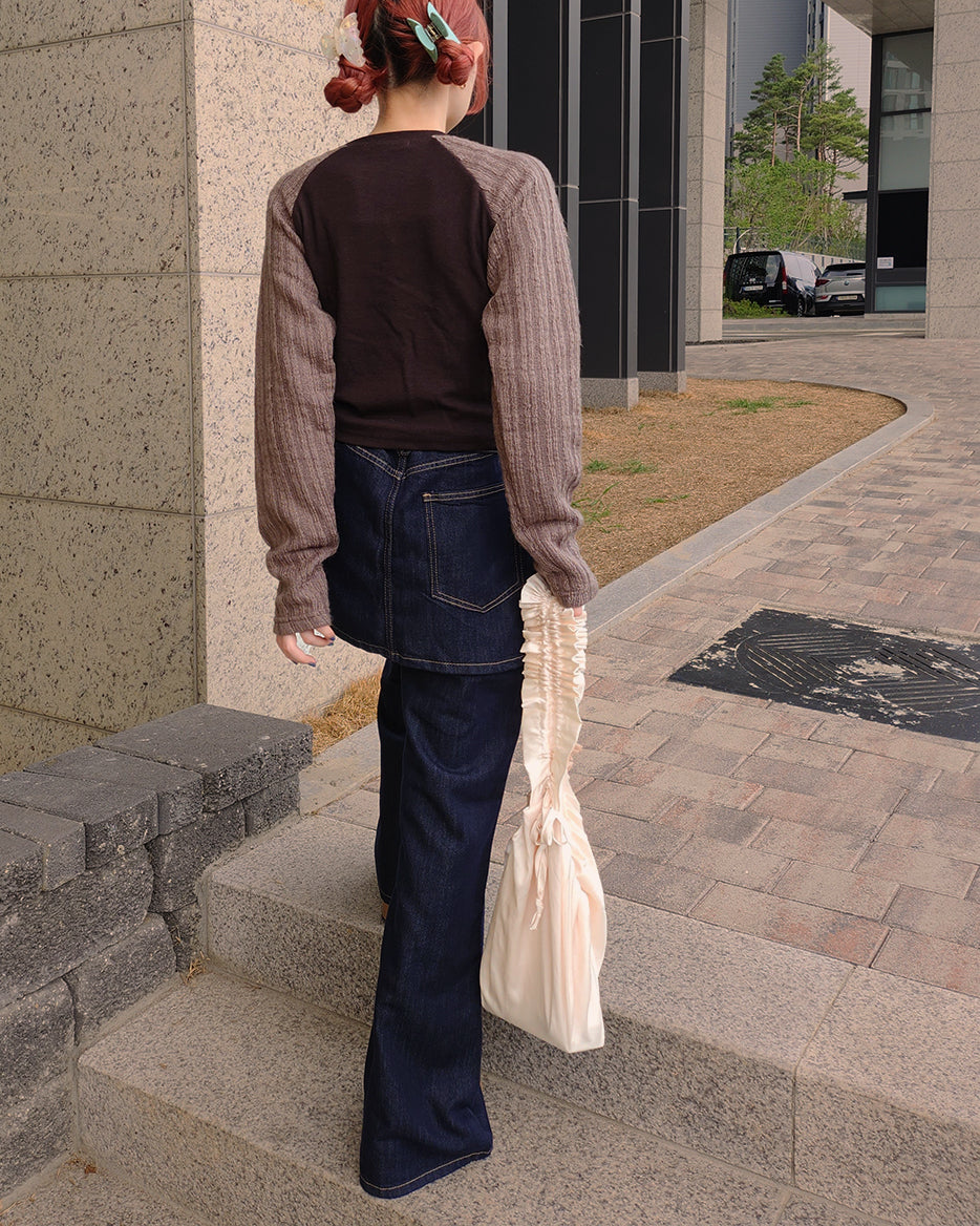 raglan knit sleeves shirring T