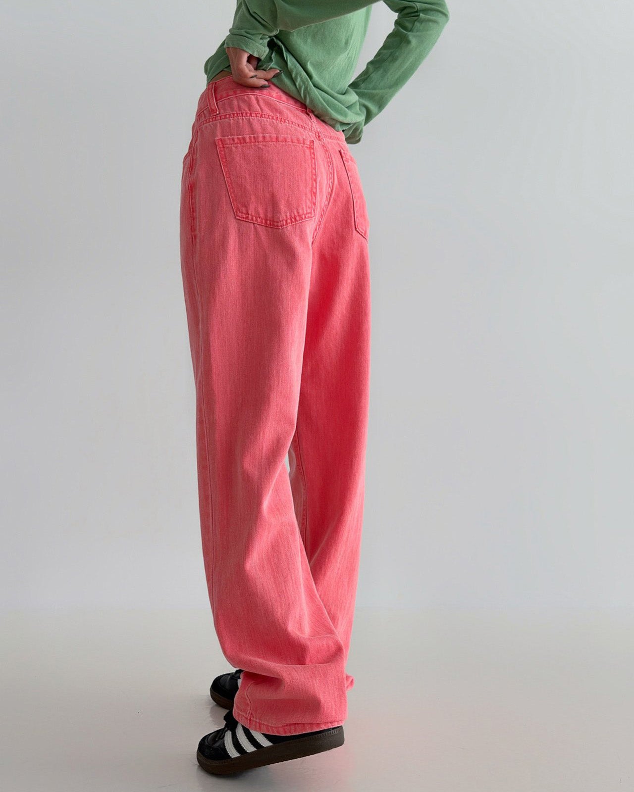 pigment color straight wide cotton pants