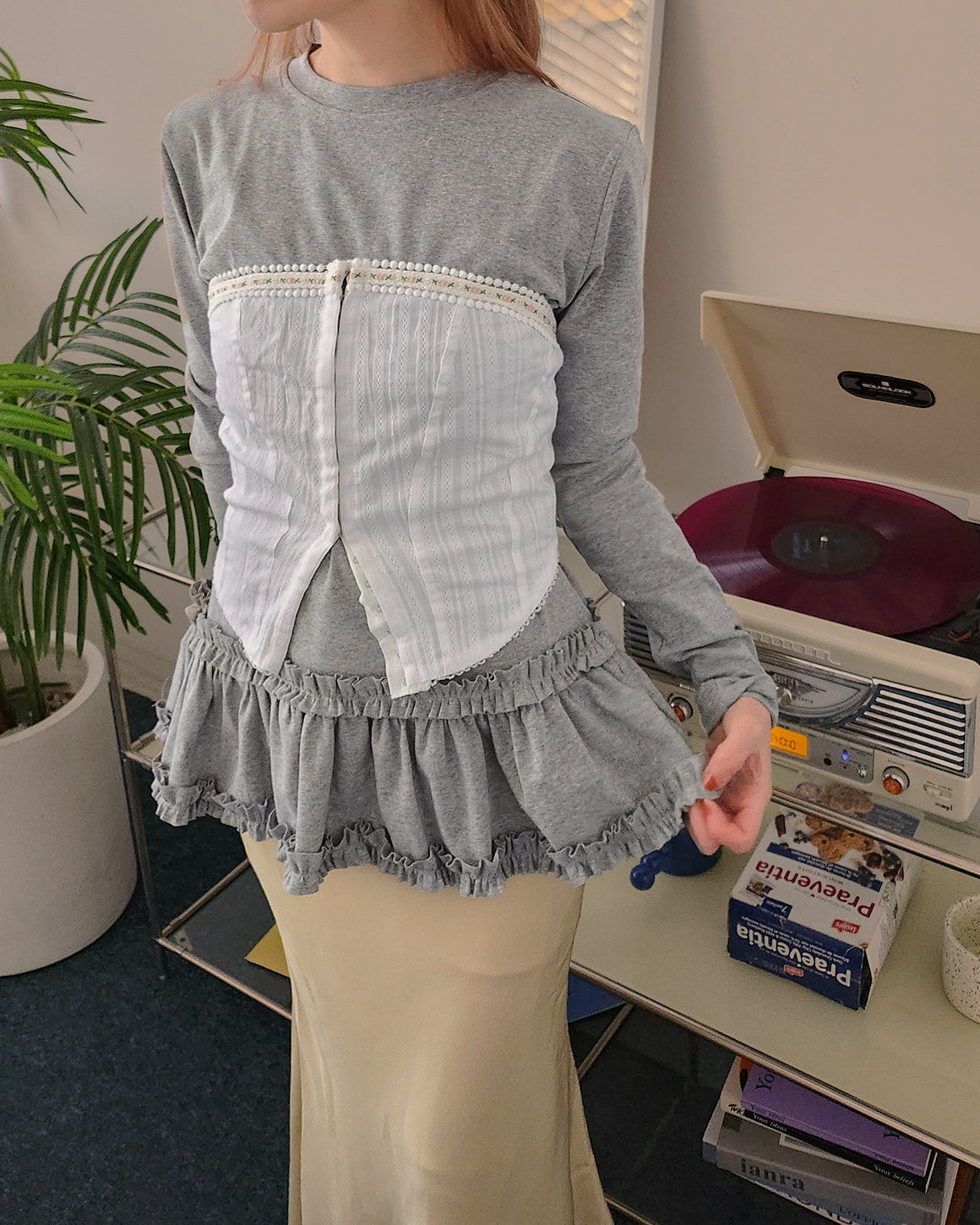 cotton flower lace bustier