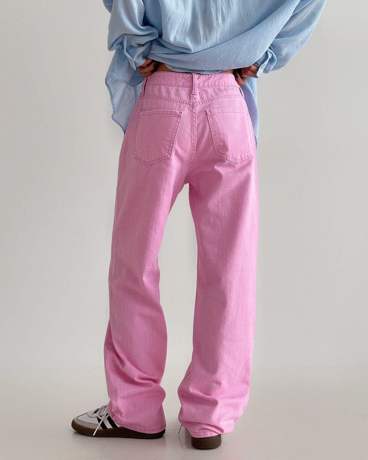 pigment color straight wide cotton pants