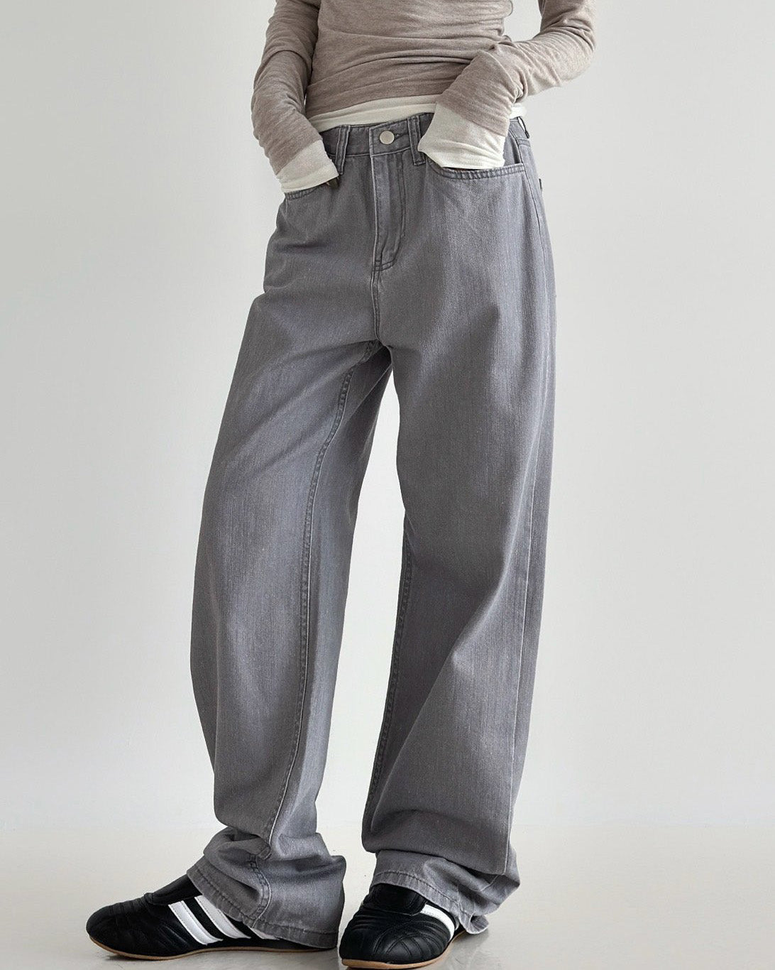 pigment color straight wide cotton pants
